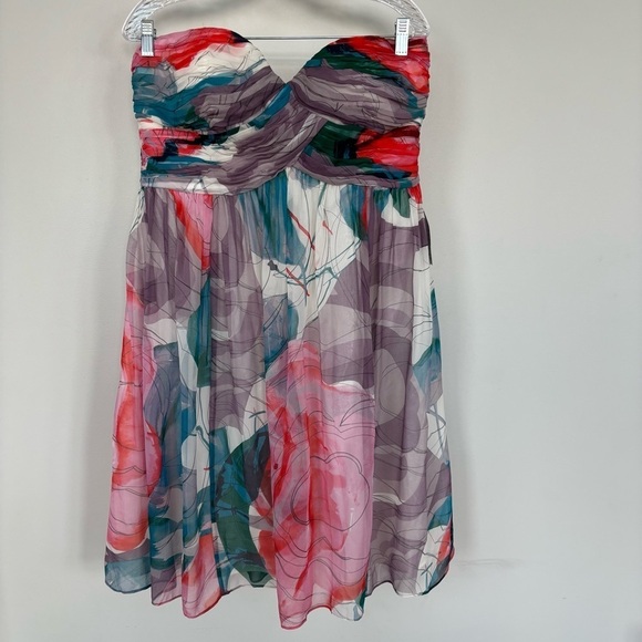 Donna Morgan Strapless Silk Dress Size 16 NWT - Picture 1 of 10